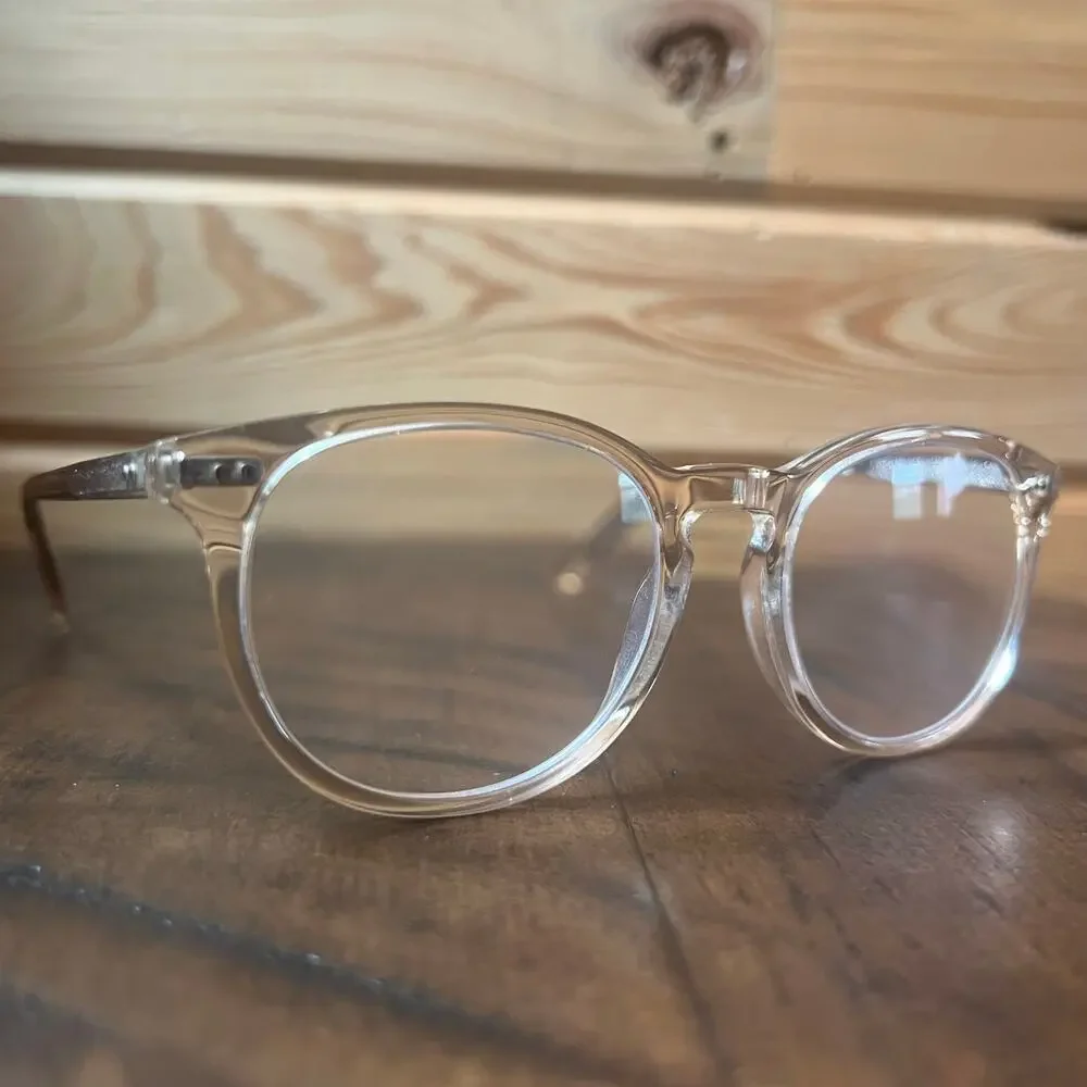 RFLKT Aura Eyeglass Frames Round Champagne Keyhole Acetate 50-19-140 Medium